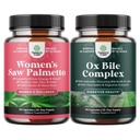 Bundle of Extra Strength Saw Palmetto for Women 500mg - Hair Vitamins with Maca Root & Biotin and Digestive Enzymes with Ox Bile with Trypsin, Papain & Bromelain Enzyme for Pancrease Cleanse & Detox