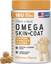 Köpekler için Salmon Oil - 180 Yumuşak Chew Omega Skin ve Coat için Tedaviler - Temel Fatty Asits, Omega 3 ve 6, Vitaminler, Antioksis ve Mineraller - ABD'de Yapıldı