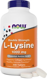 Τώρα Τρόφιμα L-Lysine 1000mg - Διπλή Δύναμη - 300 δισκία - Συμπλήρωμα μη- GMO Amino Acid (Υδροχλωρική Lysine)- 1000 mg Tabs - Vegan/Vegetarian