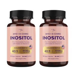Συμπλήρωμα Premium Inositol Bundle - Myo-Inositol & D-Chiro Inositol συμπλήρωμα για τις γυναίκες 4100mg (40:1 Ratio) – 9-σε-1 Ορμονική & Μεταβολική Υποστήριξη με Φολικό, Βιταμίνη B6, B12, D3, Ψευδάργυρος & Χρώμιο