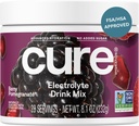 Cure Hydration | Plant-Based Electrolyte Drink Mix | Nodrew Sugar | FSA-HSA | Dehidrasyon Yardımı Tuvalet Su ile Yaptı | Non-GMO | Vegan | 28 Servisler Jar - Pomegranate