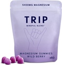 TRIP Magnesium Citrate Gummies Infused with L Theanine, Vegan, Sugar Free Magnesium Supplement for Adults, 180mg per Serving, On The Go Gummy, Wild Berry Flavor, 1 Bag - 60 Count