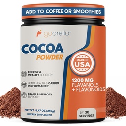 Υψηλή Flavanol Cocoa συμπλήρωμα σκόνης, 1200mg Cocoa Flavanols & Flavonoids, 30 υπηρεσίες για την υποστήριξη της υγείας της καρδιάς, τη ροή του αίματος και το νιτρικό οξείδιο, σκούρο κακάο Γεύση