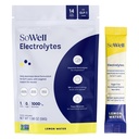 SoWell GLP-1 Enhanced Electrolytes Lemon Water Drink Mix, Hydration Support Powder with Coconut Water, Trace Minerals and B6 Vitamins, Sugar-Free, 14 Stick Packs