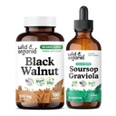 Wild & Organic Black Walnut 180 Capsules & Soursop Graviola Tincture 4 fl oz