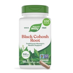 Nature's Way Black Cohosh Root, Traditional Support for Women's Health*, 540 mg per Serving, Μη ΓΤΟ Project Επαληθευμένο, 100 κάψουλες