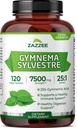 Zazzee Organic Gymnema Sylvestre 25:1 Extract, 7500 mg Δύναμη, 25% Γυμναστικό οξύ, 120 κάψουλες Vegan, 4 μήνες προσφοράς, Standardized και συμπυκνωμένο 25X εκχύλισμα, όλα-φυσικά και μη-GMO