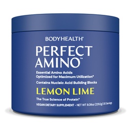 BodyHealth PerfectAmino Powder - BCAA και EAA Powder για προ και μετά την προπόνηση - Amino Acid Energy Drink for Men and Women to Support Lean Muscle and Recovery - Λεμόνι Lime - 30 Services