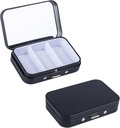 2Pack Pill Box 3 Karşılaştırma Pill Case,Portable Metal Seyahat Pill Box with Mirror for Medicine, Vitamins,Fish Oil and Supplements,Portable Pill Box for Pocket or Purse(Black)