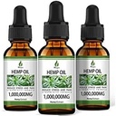 (3-Pack) Hemp Oil Drops High Potency - for Pain Relief, Skin, Anxiety Maximum Strength Natural Hemp Oil - Organic Hemp Oils Extract Relieve Good Mood