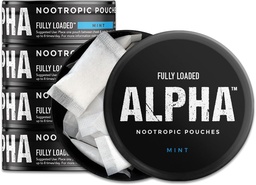 Πλήρως φορτωμένο Alpha Nootropic Pouches (Mint) - 5 κονσέρβα - 15 Pouchs per can - Αποτελεσματική Νοοτροπική Παράδοση, Nic Pouch Αντικατάσταση - Ταχύτερη Απορρόφηση, Alpha GPC, L-Tyrosine, GABA
