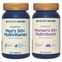 Nature's Wonder Advanced Men's 50+ Multivitamin/Multimineral Supplement 120 Tablets and Advanced Womens 50+ Multivitamin/Multimineral Supplement 120 Tablets Bundle