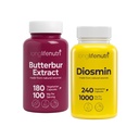 LongLifeNutri Butterbur Extract 100 mg + Diosmin 1000 mg Bundle - 180 + 240 Capsules, 6-4 Month Supply, Head Comfort & Circulatory Health Support, GMP Certified, Made in USA
