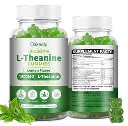 Liposomal L-Theanine 1200mg Gummies,Complex Magnesium GABA,5-HTP,Ashwagandha etc for Calm, Zzz & Relaxation Support for Adults,Children & Elderly,Liposomal Enhance 98% Absorption