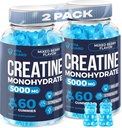 5000mg Creatine Monohydrate Gummies Formula για άνδρες και γυναίκες Ultimate Muscle Builder, Energy Booster & Pre-Workout Supplement (2 Pack)