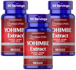 Puritan's Pride Yohimbe 1000 Mg, 50 Count, Κυτταρίνη λαχανικών, Ζελατίνη (Pack of 3)