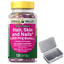 Extra Strength Hair, Skin & Nails Biotin, 5000 mcg per Serving with Argain Oil, Coconut Oil and Collagen, 120 Capsules + Dipaze Gift (Container)