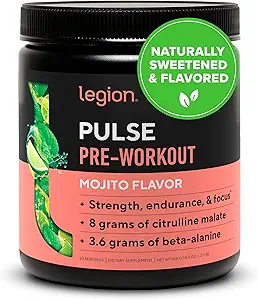 LEGION Pulse Pre workout - Όλα τα φυσικά οξείδιο του αζώτου Preworkout ποτό για την ενίσχυση της ενέργειας, Createine Δωρεάν, φυσικά γλυκασμένη, Beta Alanine, Citrulline, Alpha GPC (Mojito)