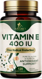 Vitamin E 180mg Per Serving - E Vitamins DL-Alpha, Antioxidant-Rich Dietary Supplement for Skin, Heart, and Immune Support, USA Bottled, Easily Absorbed, Non-GMO & Gluten Free - 120 Softgels