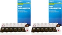   Basic Care (7-Day) AM/PM Pill Organizer, Vitamin Case, and Medicine Box, Large Compartments, 2 Times a Day, Black and Clear Lids (Pack of 2)
