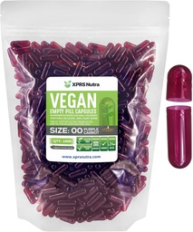 XPRS Nutra Μέγεθος 00 Κενές κάψουλες - 1000 Κάψουλες Vegan - Χορτοφαγικά Άδεια Χάπια - DIY Καψάκιο Γέμισμα- Καπάκια Χάπια Veggie (Purple Carrot)