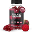 Beet Root Gummies - Super Nitric Oksit Beets Supplement - Red Beetroot Heart Chews with Grape Seed Power & B12- Pomegranate Flavor, 60 Chewables Beets