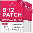 B12 Patches (πακέτο των 36) - 100% Φυσική Βιταμίνη Patches για τις γυναίκες, την ενέργεια, Focus & Body Support, Αυτοκολλητικά Διαφανή Patches - Ενισχυμένη Φόρμουλα