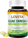 Lovita Algae Omega-3, Vegan ve Plant-Based DHA & DPA, Fish Oil Alternative, 1000 mg Algae Oil, Support Heart and Brain Health, Carrageen-Free, 90 Softgels
