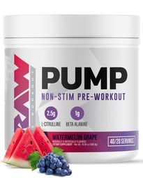 RAW Pump Stim Free Pre Workout (Watermelon Grape) - Non-Stimulant Pre Workout Supplement Powder Nitric Oxide Booster - Pre Workout Supplements Drink for During Workout - 40 Servings