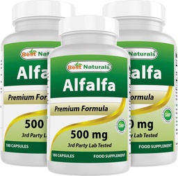 Best Naturals Alfalfa Green Super Food 500 mg 180 κάψουλες (180 Count (Pack of 3))