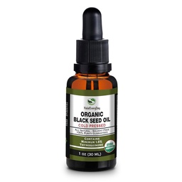 Organic Black Seed Oil - USDA Certified Cold Pressed Glass Bottle Πάνω από 1,5% Thymoquinone 3X αντοχή Turkish Black Cumin Nigella Sativa non-GMO 100% Pure Blackseed Oil (1oz Glass Dropper Bottle)