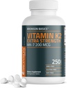 Bronson Vitamin K2 MK-7 200mcg Ekstra Kuvvet, 250 Vejetaryen Tabletler