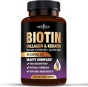 NEW AGE Biotin Collagen Keratin Hyaluronic Acid - 50.000mcg Βιταμίνες για την ανάπτυξη των μαλλιών για άνδρες και γυναίκες, νύχια, μαλλιά, βιταμίνες του δέρματος και DHT Blocker με βιταμίνη Ε Folic Acid κολοκύθα Σπόροι MSM - 90 Count