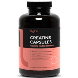 LEGION Micronized Creatine Monohydrate Supplement - Clean Creatine Powder for Muscle Gain & Post Workout Recovery - Micronized Creatine Supplement for Maximum Abvorvation (30 Σερβιέτες, Καψάκιο)