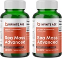 INFINITE AGE 2 Pack of 1250 mg Sea Moss Advanced Superfood Capsules, 120 Count - High-Potency, Vegan, ABD'de Made in the USA - Irish Seamoss, Bladderwrack, Burdock Root - General Health, Immunity Support