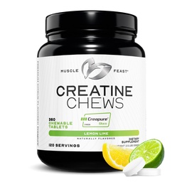 Μύες Creatine Monohydrate μασώμενα - Vegan & Gluten-free Creapure Chews Creatine για άνδρες και γυναίκες - Delicious Citrus-Flavored Creatine Tablets for Muscle Building - Lemon Lime, 360 Tabs