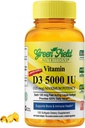 Greenfield Beslenmeleri Halal Vitamin D - Halal Vitamin D3 5000 IU Softgel (125 mcg), Yüksek Potency 120 Unflavored Softgels - Beef Gelatin D3 Halal Vitaminleri, Destekler Immune Bone Teath Brain and Hair Saç