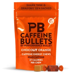 Caffeine Bullet 8 Chocolate Orange Caffeine Candies = 800mg Caffeine Kick, Faster Than Energy gels & Cycling Chews for a mid-Race Endurance Sports and Gaming Caffeinated Energy Boost