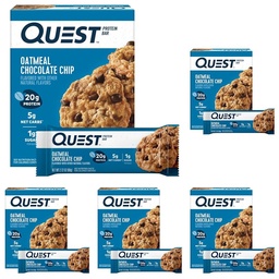 Quest Nutrition Oatmeal Chocolate Chip Protein Bars, 20g Protein, 1g Sugar, 5g Net Carb, Gluten Free, Keto Friendly, 4 Count (Pack of 5)