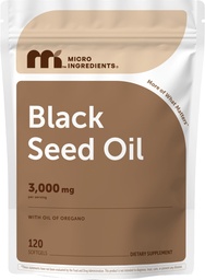 Micro Ingredients Black Seed Oil 3,000mg, 120 Softgels | 2-in-1 Formula with Oil of Oregano, Carvacrol & Thymoquinone | Plant Based, Non-GMO