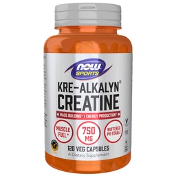NOW Τρόφιμα Αθλητική Διατροφή, Cre-Alkalyn Creatine 750 mg, Μαζική Κτίριο * / Ενεργειακή Παραγωγή *, 120 κάψουλες Veg