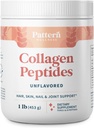 Pattern Wellness Collagen Peptides Powder (Type I & III) - Hair, Nails, Skin and Joint Health - Grass Fed & Pasture Μεγαλωμένο - Hydrolyzed Collagen, Non-GMO, Dairy Free, & Keto - Χωρίς γεύση (16 Oz)