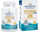 Kuzey Naturals Ultimate Omega 2X Vitamin D3, Lemon Flavor - 60 Soft Gels - 2150 mg Omega-3 + 1000 IU D3 - EPA & DHA - Beyin, Kalp ve Immune Health - 30 Hizmet