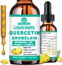 Quercetin με Bromelain Liquid Drops, 4X ισχυρότερη από κάψουλες & χάπια, 7- σε-1 οργανικός ψευδάργυρος Quercetin 1000mg με Bromelain 500mg Βιταμίνη C D3 Ανοσοποιητική υποστήριξη για την αναπνευστική υγεία & αντιοξειδωτικό