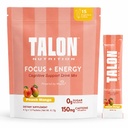 Talon Focus and Energy Drink Mix – Magtein Magnesium L-Threonate, Alpha GPC, Rhodiola & L Theanine - Brain Supplements for Memory and Focus with Caffeine - 15 Single Serve Packets (Peach Mango)