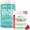 GOBIOTIX Super Greens & Collagen Bundle - Vitality Boost with Organic Spirulina & Hair-Skin-Nails Support - 30 εξυπηρετεί το καθένα