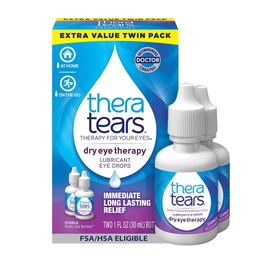 TheraTears Dry Eye Therapy Lubricating Eye Drops for Dry Eyes, 1 Fl Oz Twin Pack, (2 x 30mL Bottles)
