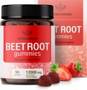 HERBAMAMA Beet Root Gummies - 12000mg Red Beets με εκχύλισμα μαύρου πιπεριού για τη συνολική υποστήριξη - Vegan, συμπλήρωμα αντιοξειδωτικών μη GMO - 90 Pectin-based Strawberry-Flavored Chews