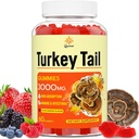 Türkiye Tail Mushroom, Türkiye Tail (% 100 Meyveli Vücut,% 40 Beta Glucans) Black Pepper, Mushroom Gummies for Gut, Energy, Brain & Immune Support, Karmages Flavor | Vegan, Non-GMO, 60ct