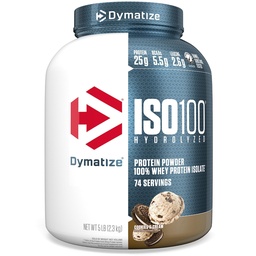 Δυναμώστε ISO100 Whey Protein Powder Isolate, Cookies & Cream, 25g Protein, 5 Λίρες, 5.5g BCAAs, λιγότερο από 120 Cal., Χωρίς γλουτένη, 1g Λίπος, 1g Ζάχαρη, 2g Carb (74 Servings)